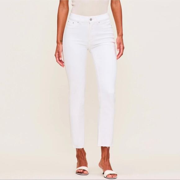 DL1961 Denim - DL1961 Mara Straight High Rise Instasculpt White Jeans Raw Hem, Sz 27x27